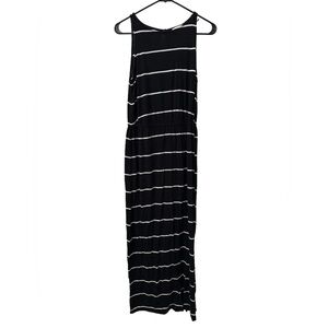 LOFT Black and White Striped Maxi Dress